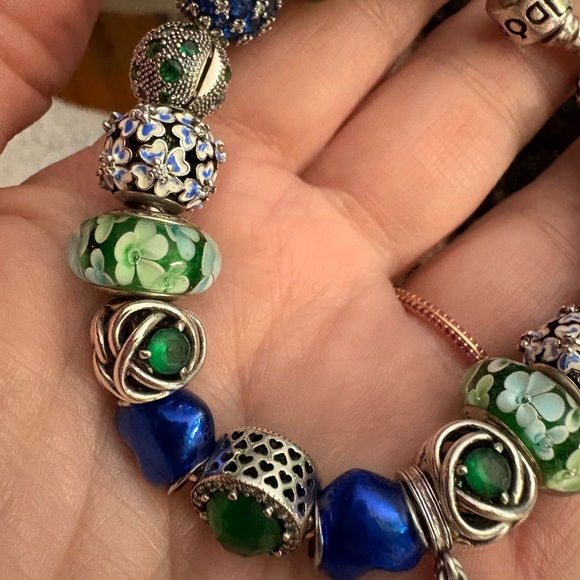 Pandora Green and Blue Beaded Bracelet - Picture 3 of 6